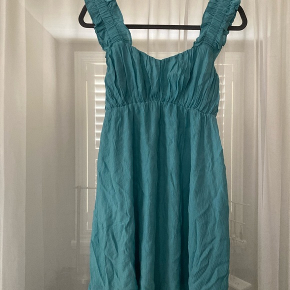 Dresses & Skirts - Teal Sleeveless Ruffled Strap Summer Dress